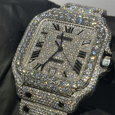  Santos Iced Out Moissanite Watch