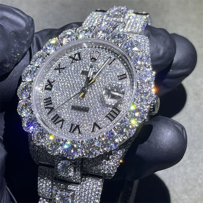 Round Brilliant Cut Moissanite Rolex Watches Bling Quartz Iced Out Men'S Watch