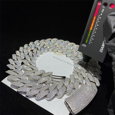 Изготовленный на заказ стерлинговый серебряный диамант ювелирных изделий цепи связи Moissanite кубинський для людей