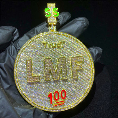 Замороженный из серебра VVS диаманта 925 ожерелья привесного хмеля Moissanite тазобедренного кубинського